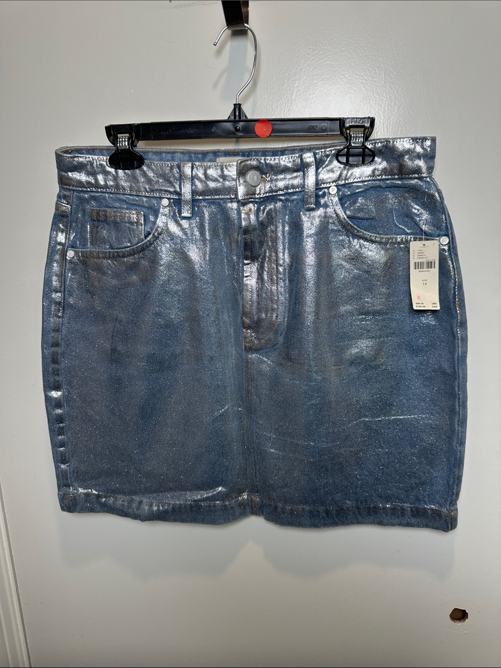 Pilcro Metallic Blue Denim Mini Skirt (51)